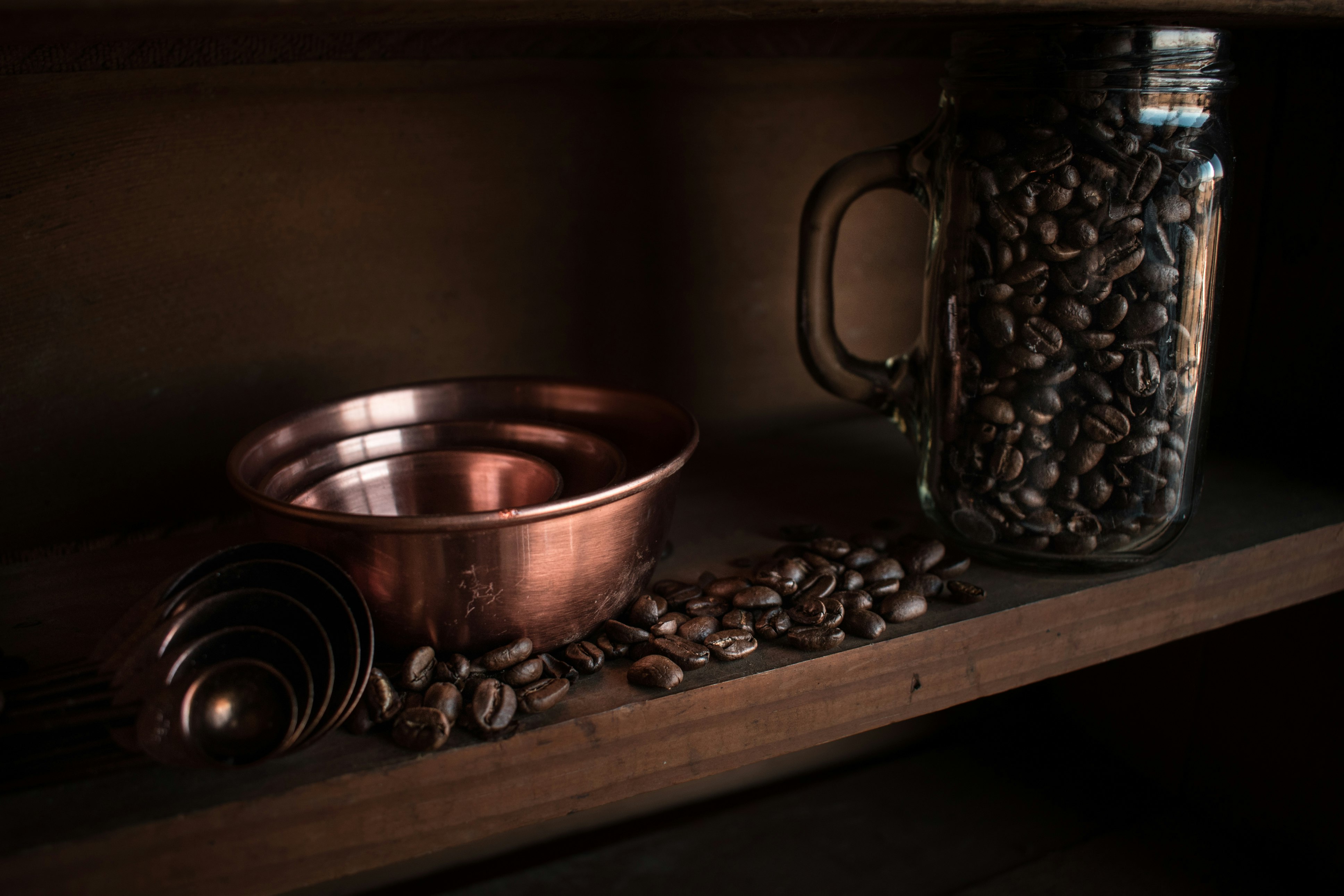 coffee beans on rack